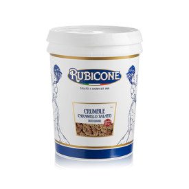 CREAMY CRUMBLE WITH SALTED CARAMEL | Rubicone | Certifications: gluten free; Pack: box of 8 kg. - 2 buckets of 4 kg.; Product fa