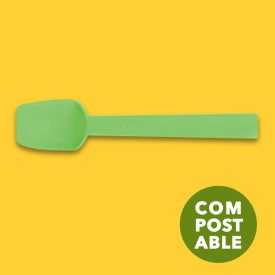 HAWAII COMPOST GREEN 9,5 CM - ICE CREAM SPOON | Polo Plast | Certifications: bio; Pack: box of 10 kg. - 5680 pcs.; Product famil