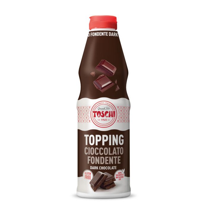 TOPPING CIOCCOLATO FONDENTE | Toschi Vignola | Certificazioni: senza glutine; Confezione: scatola da 5,4 kg. - 6 flaconi da 0,9 TOPPING CIOCCOLATO FONDENTE | Toschi Vignola | Certificazioni: senza glutine; Confezione: scatola da 5,4 kg. - 6 flaconi da 0,9