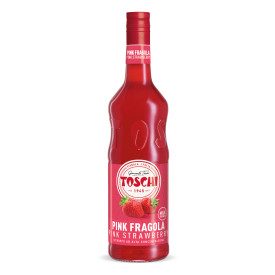 PINK STRAWBERRY SYRUP-MILK FRIENDLY | Toschi | Certifications: vegan; Pack: box of 7.92 kg.-6 bottles of 1.32 kg.; Product famil