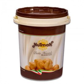 PASTA NOCCIOLA ORIGINE | Nutman | Certificazioni: senza glutine, senza lattosio, vegan; Confezione: secchielli da 5 kg.; Tipo di