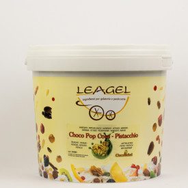 CHOCO POP CORN PISTACHIO RIPPLE CREAM 4 KG - LEAGEL | Leagel | Certifications: gluten free; Pack: bucket of 4 kg.; Product famil