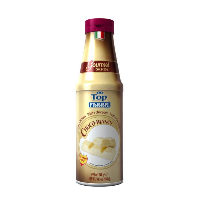 TOPPING CHOCO BIANCO FABBRI - 0,95 KG | Fabbri | Certificazioni: halal, kosher, senza glutine; Confezione: flacone da 0,95 kg.; TOPPING CHOCO BIANCO FABBRI - 0,95 KG | Fabbri | Certificazioni: halal, kosher, senza glutine; Confezione: flacone da 0,95 kg.;