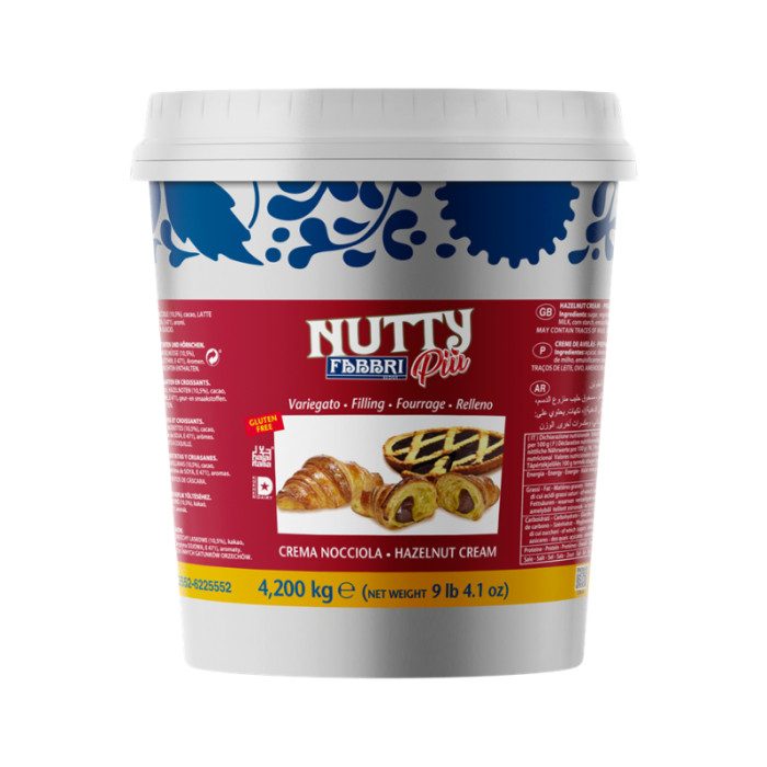 SPREADABLE CREAM NUTTY PLUS CROISSANTS & TARTS (Hazelnut & Cocoa) 4.2 KG - FABBRI | Fabbri | Certifications: halal, kosher, glut SPREADABLE CREAM NUTTY PLUS CROISSANTS & TARTS (Hazelnut & Cocoa) 4.2 KG - FABBRI | Fabbri | Certifications: halal, kosher, glut