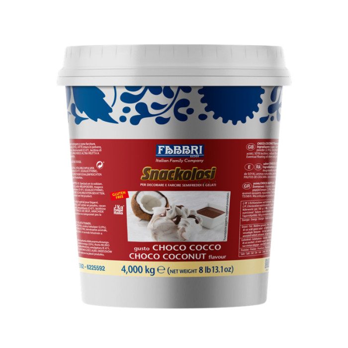 VARIEGATO SNACKOLOSI CHOCO COCCO 4 KG - FABBRI | Fabbri | Confezione: secchiello da 4 kg. | Variegato Snackoloso Choco Cocco è u VARIEGATO SNACKOLOSI CHOCO COCCO 4 KG - FABBRI | Fabbri | Confezione: secchiello da 4 kg. | Variegato Snackoloso Choco Cocco è u