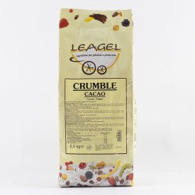 CRUMBLE CACAO PER GELATO 2,5 KG. - SENZA GLUTINE - LEAGEL | Leagel | Certificazioni: senza glutine; Confezione: busta da 2,5 kg.