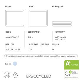 AL-ICE BLUE ICE - SCATOLA TERMICA ASPORTO MONOPORZIONI GELATO CCYCLED | Domogel | Confezione: scatola da 24 pz.; Tipo di prodott