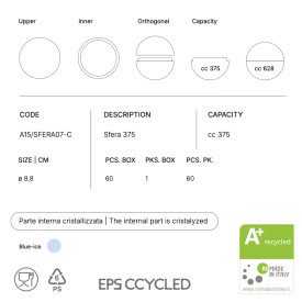 SFERA BLUE ICE - ICE CREAM CONTAINER CCYCLED | Domogel | Pack: box of 60 pcs.; Product family: take away and delivery | Thermal 