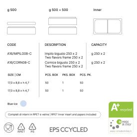 IMPILO 2 FLAVORS BLUE ICE - ICE CREAM CONTAINER WITH LID CCYCLED | Domogel | Pack: box of 50 pcs.; Product family: take away and
