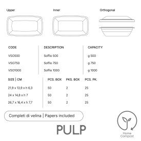 SOFFIO 750 VASCHETTA ASPORTO GELATO IN POLPA DI CELLULOSA - 50 PZ. DOMOGEL | Domogel | Certificazioni: compostabile; Confezione: