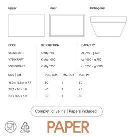 KRAFTY 750 G. / 1000 CC - PAPER TAKEAWAY ICE CREAM TUB - 40 PCS - DOMOGEL | Domogel | Pack: box of 40 pcs.; Product family: take