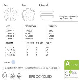 FIORE 1500 BLUE-ICE - CCYCLED ICE CREAM TUB - 50 PCS - DOMOGEL | Domogel | Pack: box of 50 pcs.; Product family: take away and d