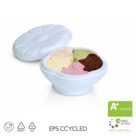 FIORE 500 BLUE-ICE - CCYCLED ICE CREAM TUB - 100 PCS - DOMOGEL | Domogel | Pack: box of 100 pcs.; Product family: take away and 