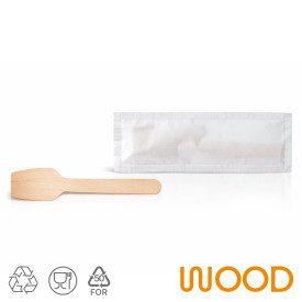 WRAPPED WAXED WOODEN ICE CREAM PADDLES 9.5 CM - 500 PCS. - DOMOGEL | Domogel | Certifications: compostable; Pack: box of 500 pz.