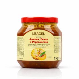CHUTNEY - PINEAPPLE, PEACH AND CHILLI PEPPER 2 KG. - FRUIT VARIEGATES LEAGEL | Leagel | Certifications: gluten free, vegan; Pack