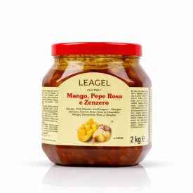 CHUTNEY - MANGO, PINK PEPPER AND GINGER 2 KG. - FRUIT VARIEGATES LEAGEL | Leagel | Certifications: gluten free, vegan; Pack: jar