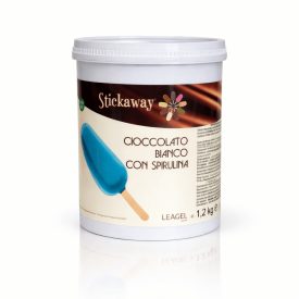 STICKAWAY WHITE CHOCOLATE WITH SPIRULINA 1.2 KG. - GELATO STICK COATING LEAGEL | Leagel | Pack: jar of 1.2 kg.; Product family: 