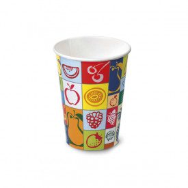 BICCHIERE BIBITA IN CARTA 400 ML - GRAFICA TUTTI FRUTTI | SDG  | pezzi per scatola: 1.000 | Bicchiere di carta da 400 ml - 45W |