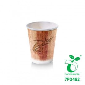 BICCHIERE BIO BIBITA CALDA 4OZ - COMPOSTABILE - GRAFICA PALM LEAF | SDG  | pezzi per scatola: 1.000 | Bicchiere 4 OZ in cartonci