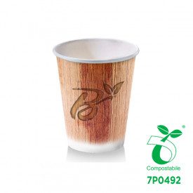 BICCHIERE BIO BIBITA CALDA 6OZ - COMPOSTABILE - GRAFICA PALM LEAF | SDG  | pezzi per scatola: 1.000 | Bicchiere in cartoncino 6O