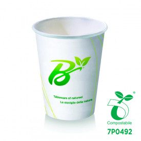 BICCHIERE BIO BIBITA CALDA 9OZ - COMPOSTABILE - GRAFICA BIOPLAT | SDG  | pezzi per scatola: 1.000 | Bicchiere 9 OZ in cartoncino