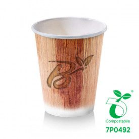 BICCHIERE BIO BIBITA CALDA 9OZ - COMPOSTABILE - GRAFICA PALM LEAF | SDG  | pezzi per scatola: 1.000 | Bicchiere 9 OZ in cartonci