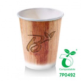 BICCHIERE BIO BIBITA CALDA 12OZ - COMPOSTABILE - GRAFICA PALM LEAF | SDG  | pezzi per scatola: 1.000 | Bicchiere 12 OZ in carton