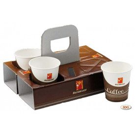 BASKET WITH HANDLE FOR TAKE AWAY COFFEE - 4 HOLES | SDG | Pack: pieces per box: 300; Product family: take away and delivery | Ba