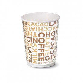 BICCHIERE DOUBLE WALL 12oz BEVANDE CALDE - 450 ml - GRAFICA COFFEE WHITE | SDG  | pezzi per scatola: 400  | Bicchiere in cartonc