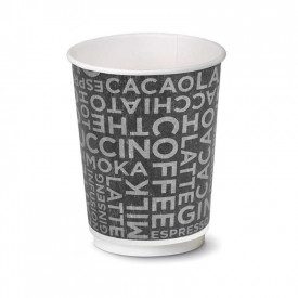Double Wall Black Compostable Paper Cup 16oz D:3.5in H:5.4in - 25