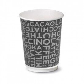 BICCHIERE DOUBLE WALL 16oz BEVANDE CALDE - 550 ml - GRAFICA COFFEE BLACK | SDG  | scatola da 400 pz. | Bicchiere in cartoncino p