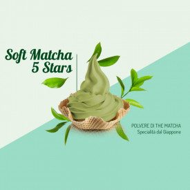 BASE SOFT MATCHA 5 STARS - 1,5 KG. Prodotti Rubicone | buste da 1,5 kg. | Base completa per gelato Soft con preziosa polvere di 