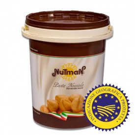 Nutman | Acquista PASTA NOCCIOLA PIEMONTE IGP | secchiello da 5 kg. | Pasta pura di nocciole IGP del Piemonte. Tostatura media.