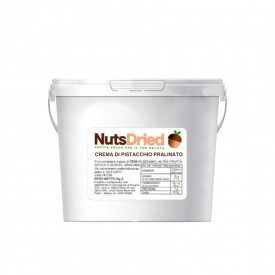 CANDIED PISTACHIO RIPPLE CREAM | NutsDried | bucket of 3 kg. | Rippling cream made with Pistachio brittle. Origin of fruit: Cali