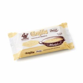 WHITE CHOCOLATE EMILIA - BAR 200 gr. | Zaini | Pack: bars of 200 gr.; Product family: chocolates and coverings, decorations | Wh