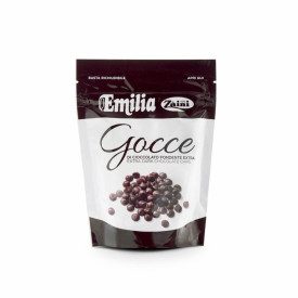 GOCCE CIOCCOLATO FONDENTE EXTRA EMILIA - 200 gr. | Zaini  | buste da 200 gr. | Gocce di cioccolato Fondente Extra. Calibro 3/5 m