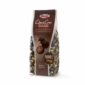 DRAGEES CIOCOCROC FONDENTE - 1000 Gr. | Zaini  | buste da 1 kg. | Croccanti cereali ricoperti di cioccolato extra fondente. | Co