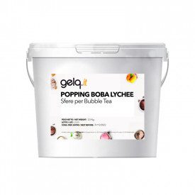 POPPING BOBA - PINK LYCHEE - BUBBLE TEA PEARLS | Gelq Ingredients | buckets of 3.5 kg. | Popping boba lychee flavour: stuffed pe