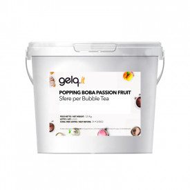 POPPING BOBA - PASSION FRUIT - BUBBLE TEA PEARLS | Gelq Ingredients | Certifications: gluten free; Pack: buckets of 3.5 kg.; Pro