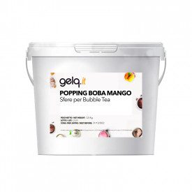 POPPING BOBA - GUSTO MANGO - PALLINE PER BUBBLE TEA | Gelq Ingredients | secchiello da 3,5 kg. | Popping boba gusto mango. Palli