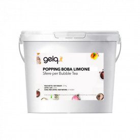 POPPING BOBA - LEMON - BUBBLE TEA PEARLS | Gelq Ingredients | buckets of 3.5 kg. | Popping boba lemon flavor: stuffed pearls for