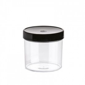 ICE JAR 550 CC - BARATTOLO CON COPERCHIO NERO Polo Plast | scatola da 18 pz. | Barattolo per gelato in PS trasparente con coperc