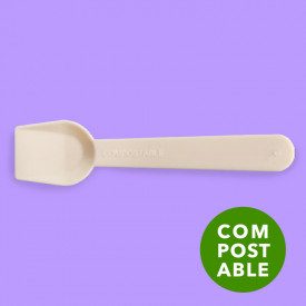 MIAMI 9,6 CM. COMPOST - ICE CREAM SPOON | Polo Plast | box of 10 kg. - 5050 pcs. | Compostable ice cream spoons size cm. 9.6 hav
