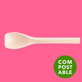 CUBA COMPOST BEIGE 9,4 CM - ICE CREAM SPOON | Polo Plast | box of 5000 pcs. | Compostable ice cream spoons size cm. 9.4 pastel b