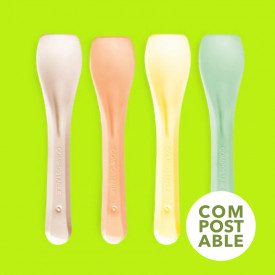 DUE31 COMPOST 9.5 CM. MULTICOLOR - ICE CREAM SPOON | Polo Plast | 8027499030976 | Certifications: bio; Pack: box of 10 kg. - 555