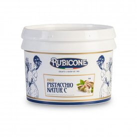 PISTACHIO PASTE NATUR C | Rubicone | Certifications: halal, kosher, gluten free; Pack: box of 6 kg.-2 buckets of 3 kg.; Product 