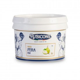 Buy online PEAR PASTE Rubicone | box of 6 kg.-2 buckets of 3 kg. | Pear is a concentrated gelato paste with the taste of pear.