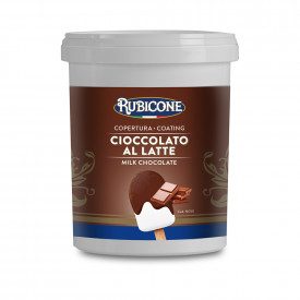 COPERTURA CIOCCOLATO AL LATTE Prodotti Rubicone | scatola da 6 kg. - 4 secchielli da 1,5 kg. | Copertura per gelato su stecco al