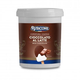 Buy online MILK CHOCOLATE COVERING Rubicone | box of 6 kg. -4 buckets of 1.5 kg. | Fluid chocolate coating for covering Gelato S