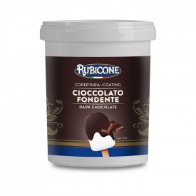 DARK CHOCOLATE COVERING | Rubicone | Certifications: halal, kosher, gluten free; Pack: box of 6 kg. -4 buckets of 1.5 kg.; Produ